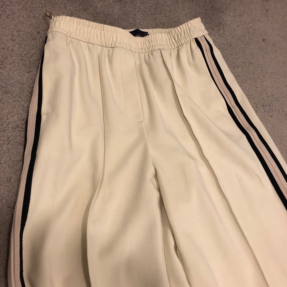 M&S COLLECTION                   White with Black side Stripe Wide Leg Trousers